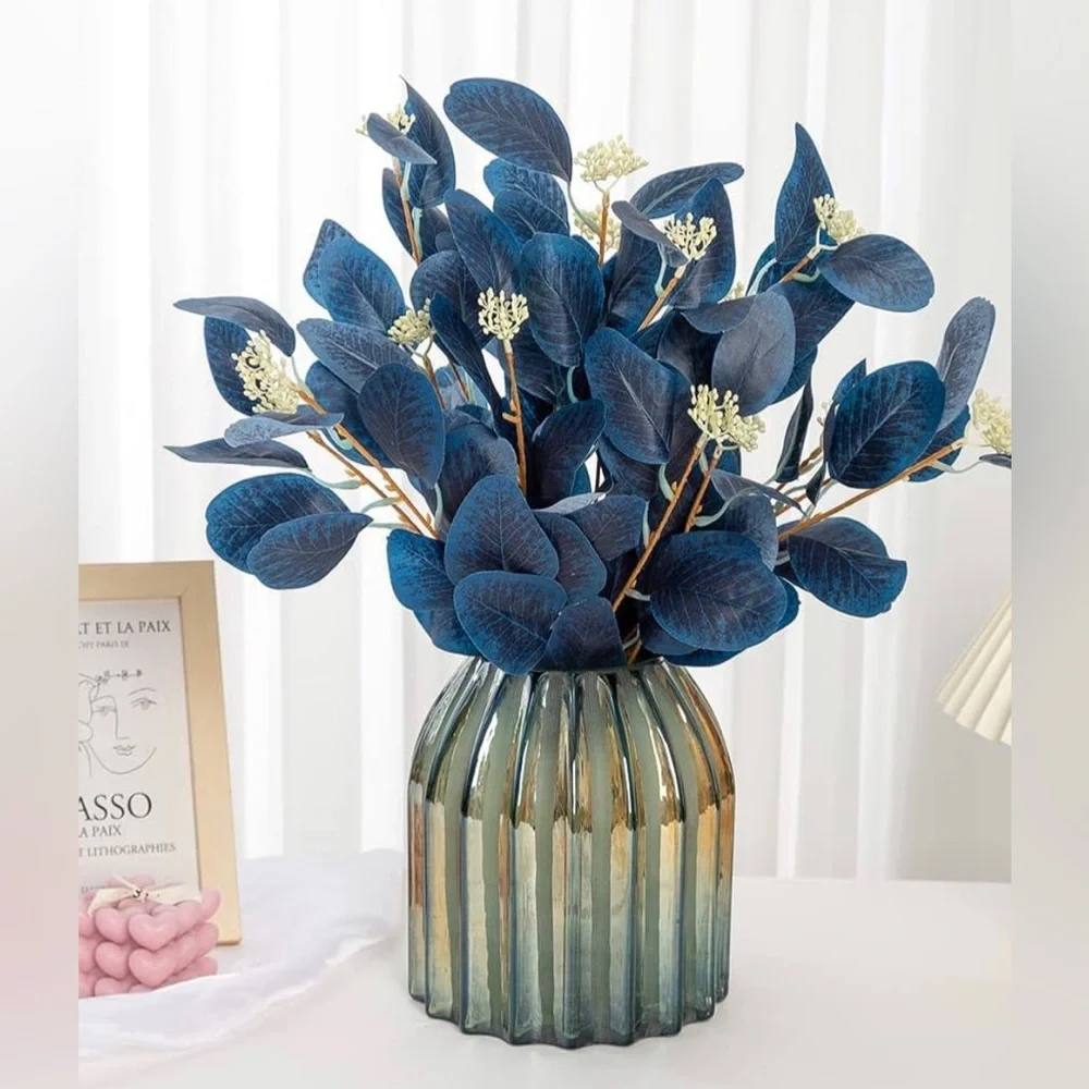 🌸NEW 12 Pieces/lot Artificial Plants Fake Eucalyptus Leaves of Bouquet Elegant.